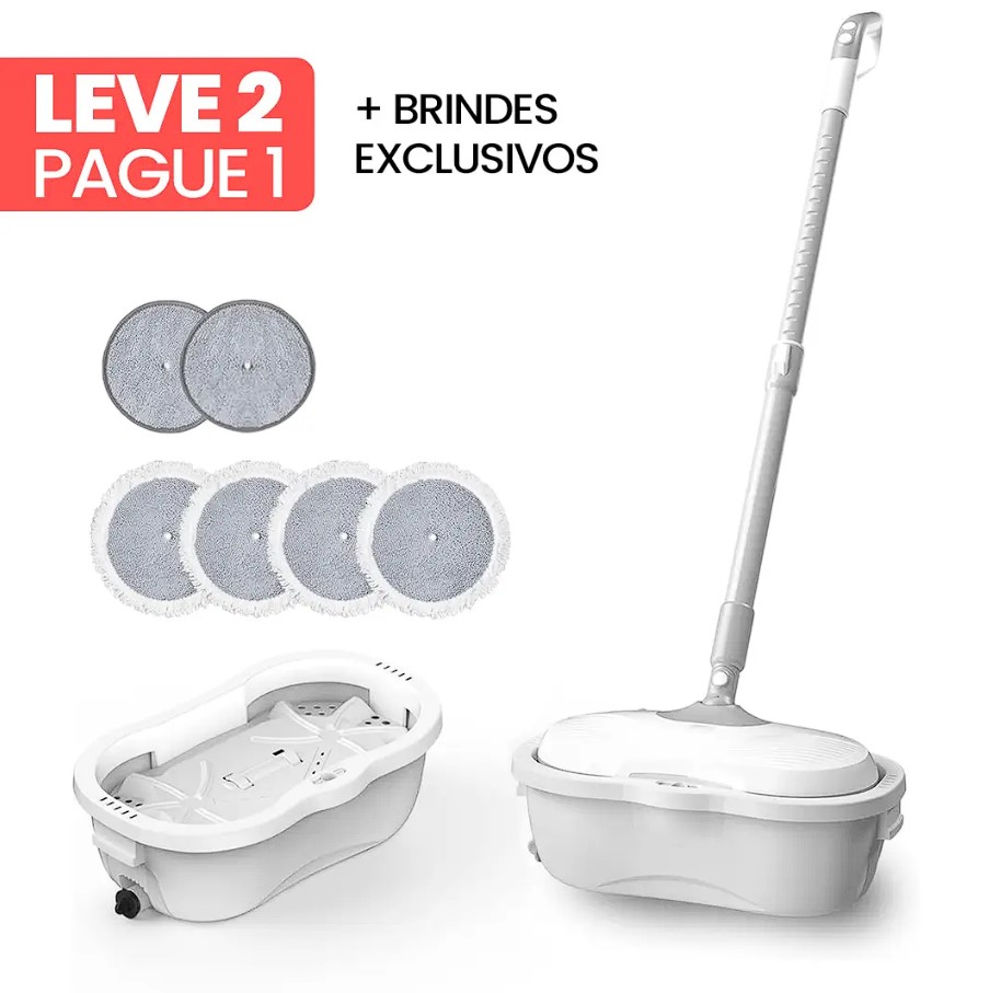 [LEVE 2 PAGUE 1] Mop Elétrico CleanFlex + BRINDES: Módulos de Limpeza e Tanque Suporte